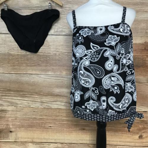 Bon Prix Black Paisley Print Tankini