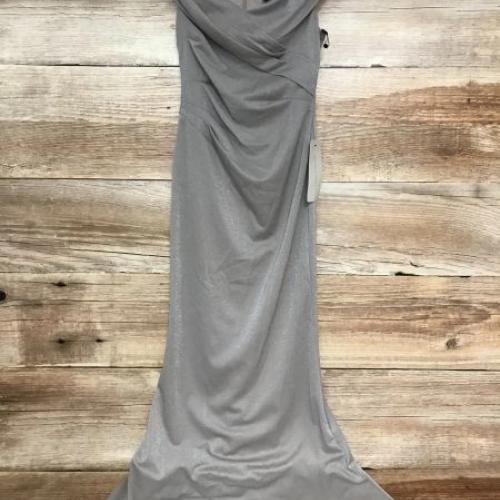 Adrianna Papell Champagne Pink Metallic Knit Gown