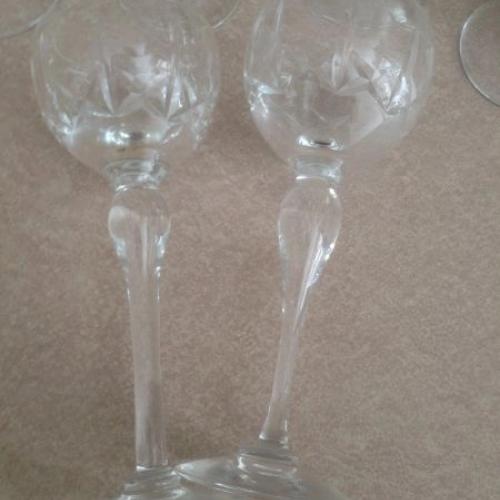 2x Wine Hock Glasses Brierley Ascot / RBC-02 Crystal Hand Cut Glass Hock
