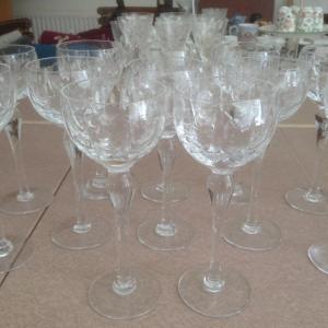 2x Wine Hock Glasses Brierley Ascot / RBC-02 Crystal Hand Cut Glass Hock