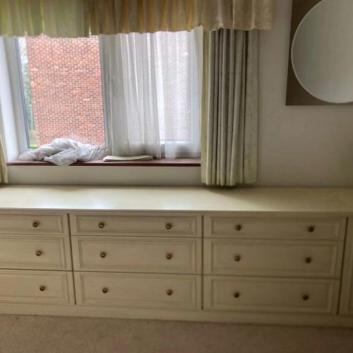 Bedroom Furniture Cream Wash Wood Chest of Drawers Linen Bin Bedside Cupboards