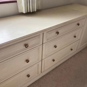 Bedroom Furniture Cream Wash Wood Chest of Drawers Linen Bin Bedside Cupboards
