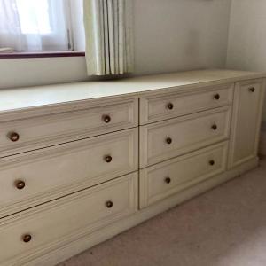 Bedroom Furniture Cream Wash Wood Chest of Drawers Linen Bin Bedside Cupboards