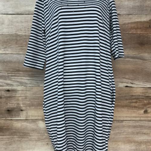 Kaleidoscope Black and White Striped Shift Dress with Pockets