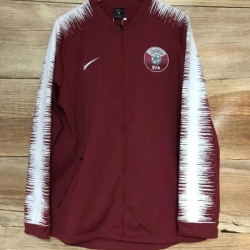 Nike Dri-Fit Red Long Sleeve Zip Up Qatar Football Association Top