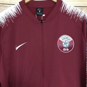 Nike Dri-Fit Red Long Sleeve Zip Up Qatar Football Association Top