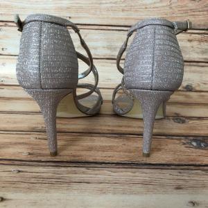 Dune Rose Gold Glitter Square Toe High Heel Sandals