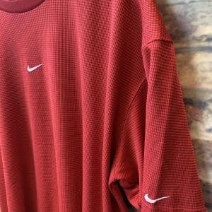 Vintage Nike Short Sleeves Crew Cotton T-Shirt Red Tee With Brand Logo XL