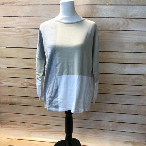 White and sand long sleeve top