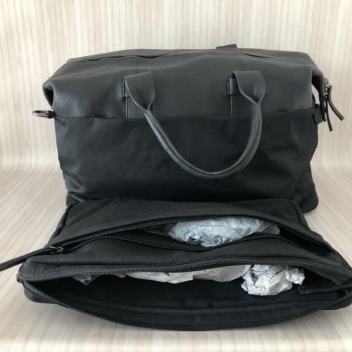 John Lewis Black Oslo Leather & Nylon Holdall