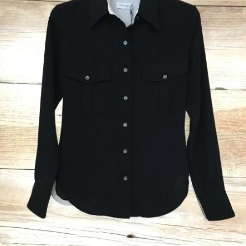 Calvin Klein Perfect Black Long Sleeve Button Up Shirt