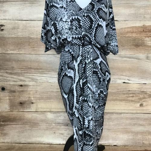 Kaleidoscope Black and White Python Print Dress