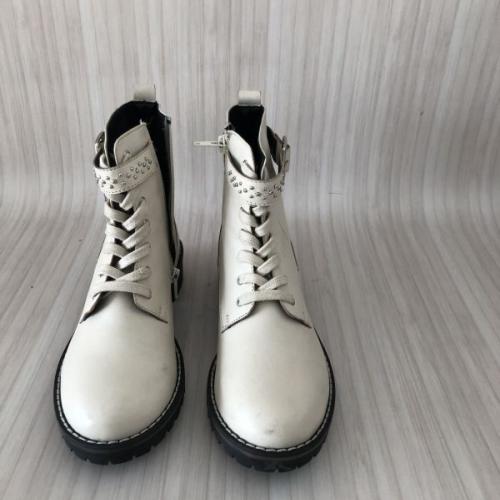 Kaleidoscope Cream Chunky Leather Ankle Boots