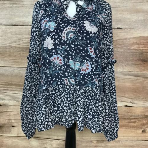 Kaleidoscope Blue Floral Long Sleeve Top