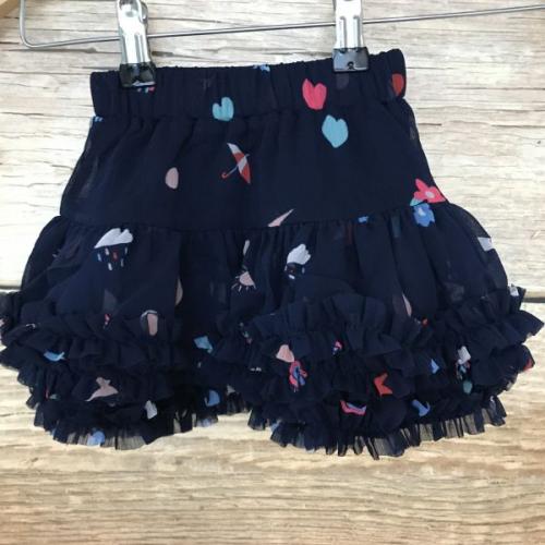 Joules Navy Layered Skirt with Heart and Umbrella Print