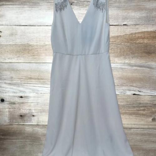 Art 365 Marella Ivory Sleevless Dress with Silver Bead Details