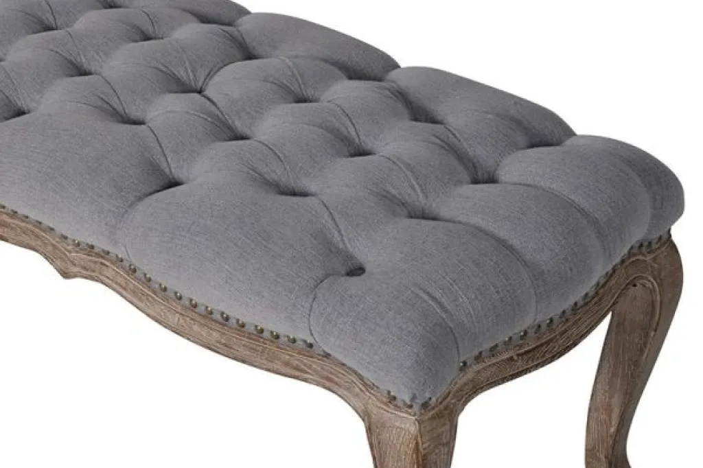 Grey Fabric Button Bench