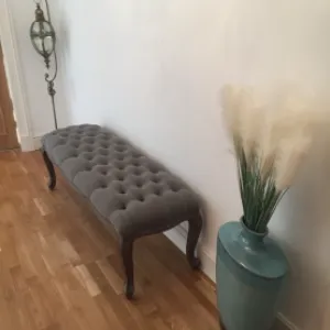 Grey Fabric Button Bench