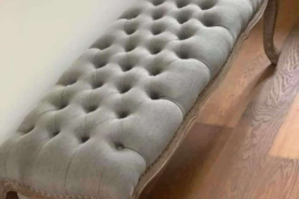 Grey Fabric Button Bench