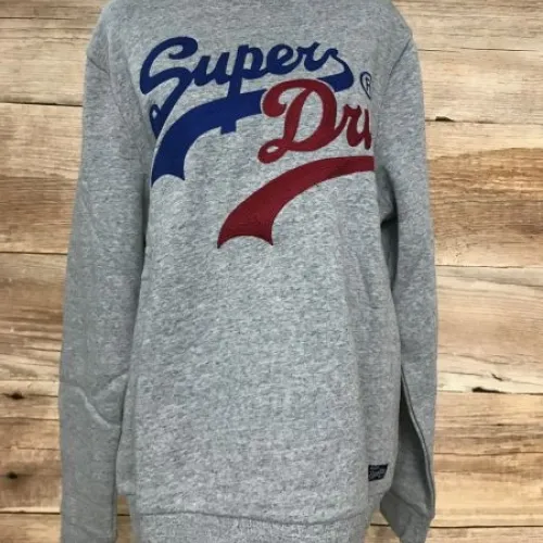 Superdry Grey Vintage Logo Interest Crew Neck Jumper