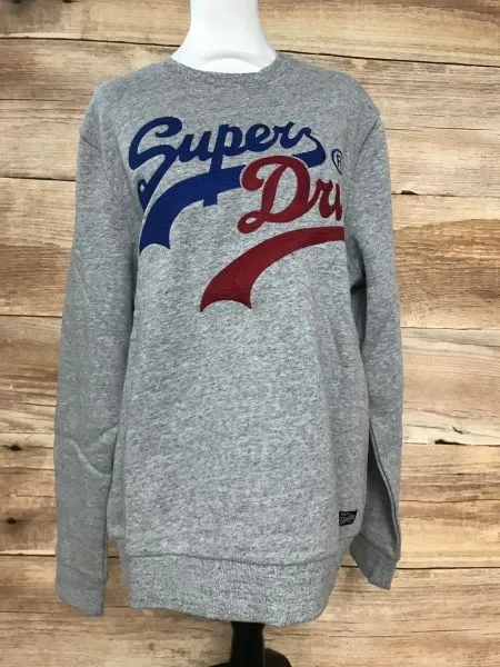 Superdry Grey Vintage Logo Interest Crew Neck Jumper