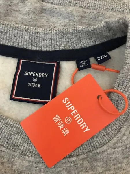 Superdry Grey Vintage Logo Interest Crew Neck Jumper