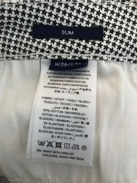 Gant Black and White Star Patterned Slim Fit Trousers