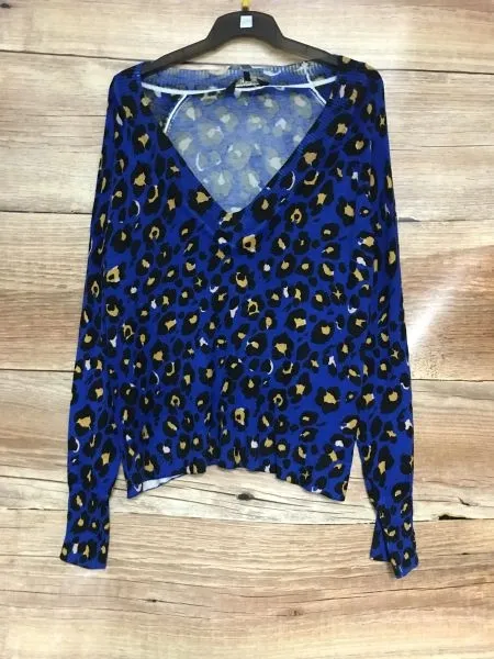 Biba Blue Animal Print Long Sleeve Jumper