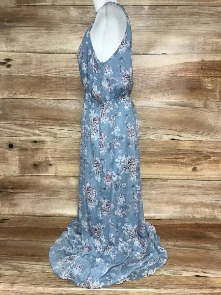 Vila Clothing Ashley Blue Halter Style Maxi Dress