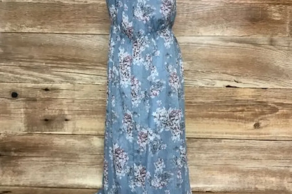 Vila Clothing Ashley Blue Halter Style Maxi Dress