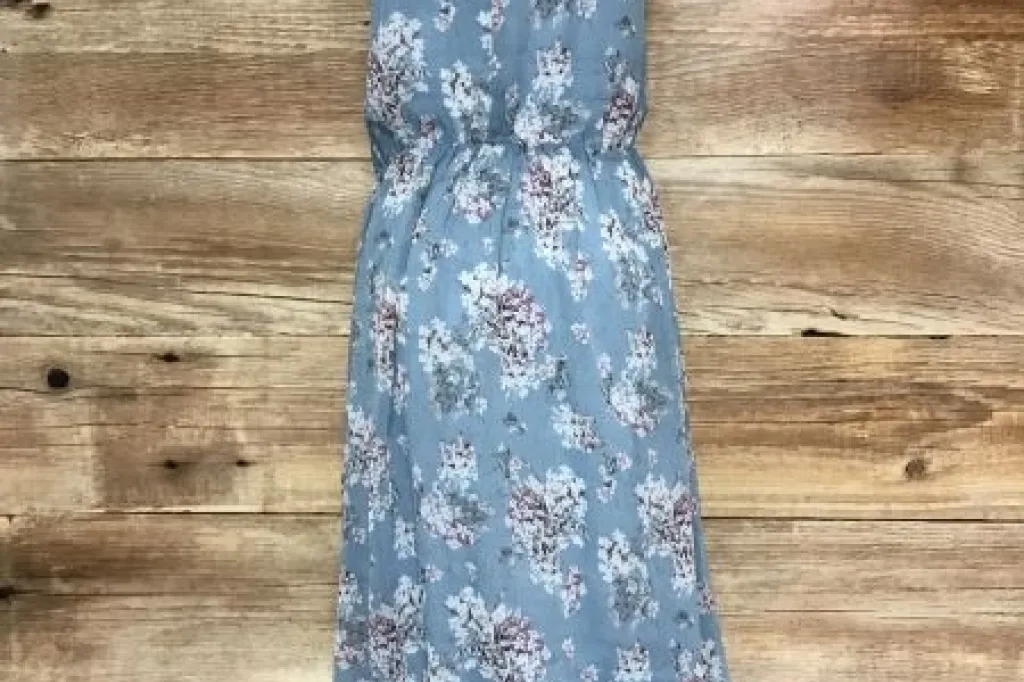 Vila Clothing Ashley Blue Halter Style Maxi Dress