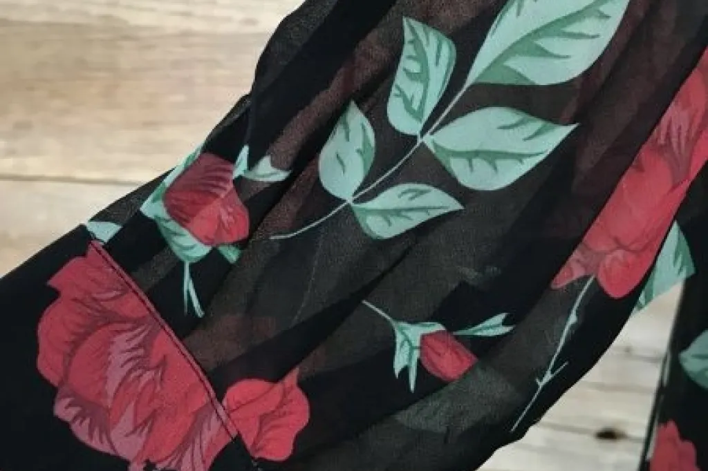 In The Style Long Length Black Rose Print Dropped Hem Shirt