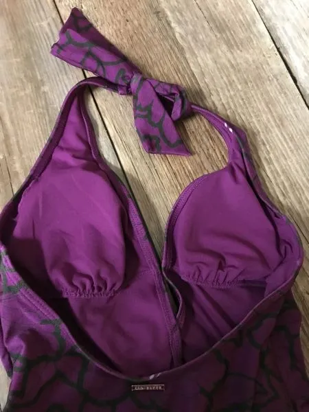 Ted Baker Purple Halterneck Swimsuit with Padded Cup
