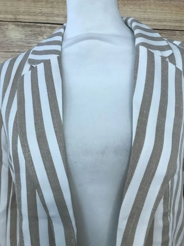 Only Beige and White Striped Blazer