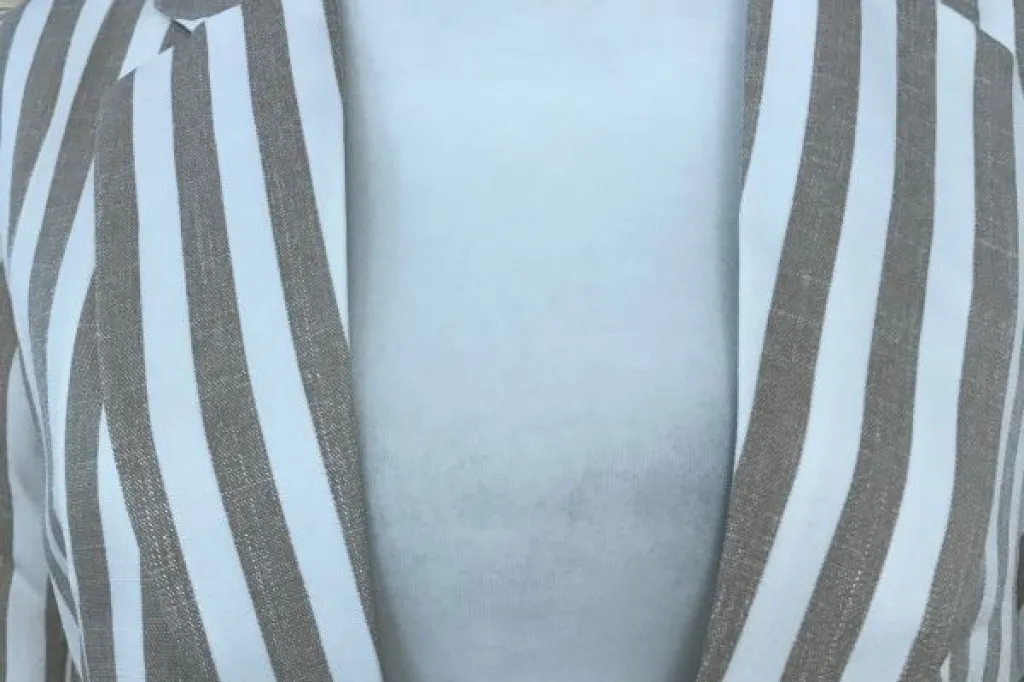 Only Beige and White Striped Blazer