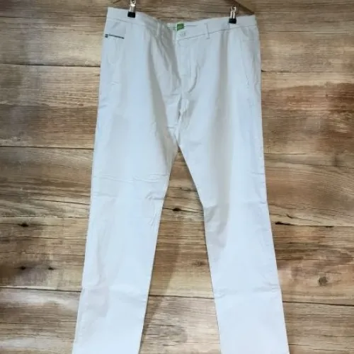 Hugo Boss White Straight Leg Trousers