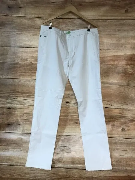 Hugo Boss White Straight Leg Trousers