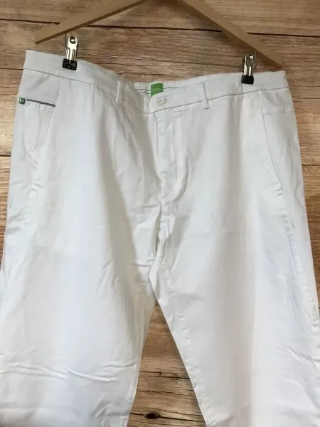Hugo Boss White Straight Leg Trousers