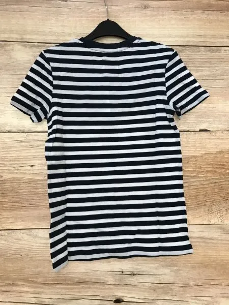 Superdry Black and White Vintage Logo Satin Stripe Entry Tee