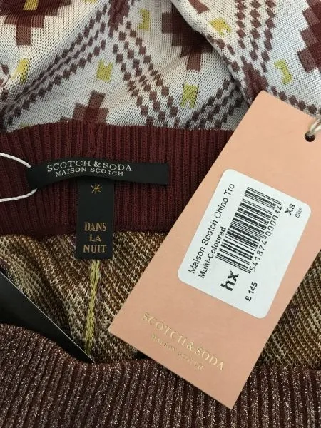 Scotch and Soda Brown and White Light Weight Wide Leg Trousers