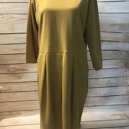 Ochre Pleat Pocket Dress