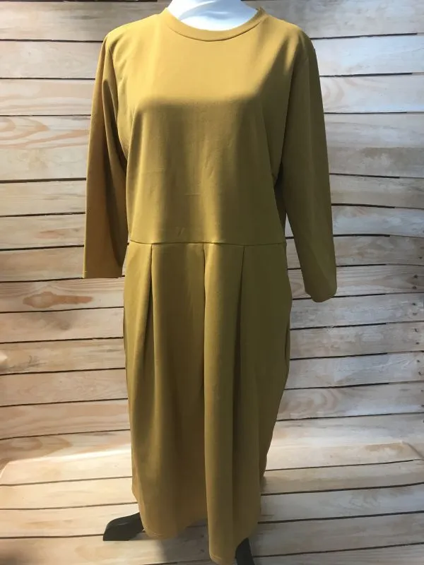 Ochre Pleat Pocket Dress